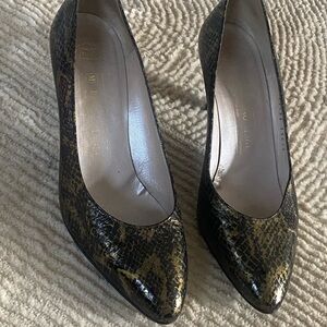 Bruno magli women’s snake leather heel pumps classic close pointed toe heels 38